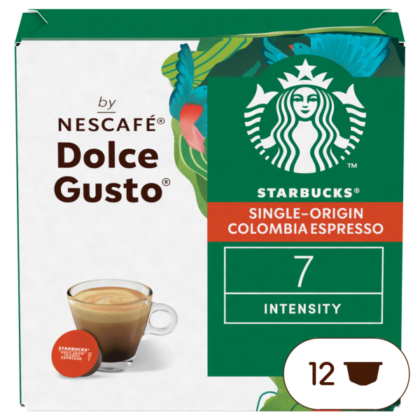 Front view of Starbucks Single Origin Colombia Espresso (12 pods) box