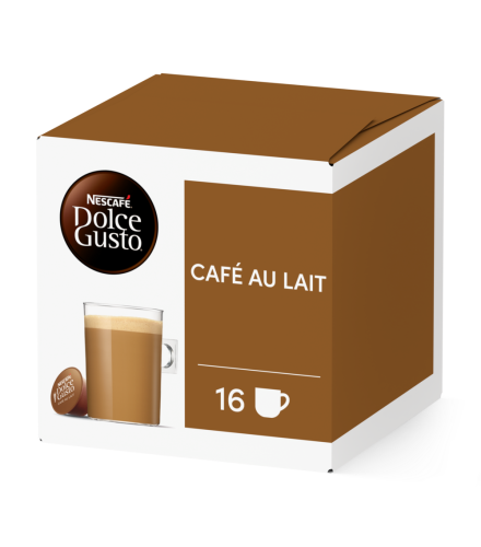 Front view of Café au Lait (16 pods) box